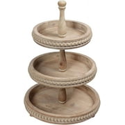 SOFE 3-Tier Serving Tray Stand, Farmhouse Rustic Wood Beaded Tiered Display for Cupcakes, Cakes, Fruits \u0026 Desserts - Kitchen Counter \u0026 Dining Table Decor